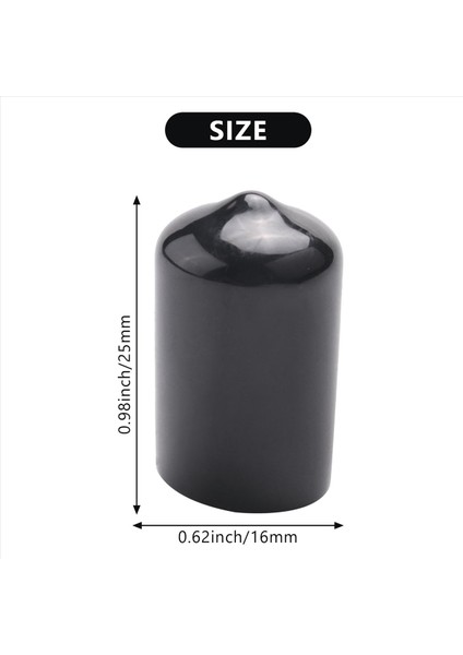 60PCS Kauçuk Uç Kapakları 16MM Kimlik Pvc Yuvarlak Tüp Cıvatası Kapak Vidalı Iplik Koruyucular Siyah (Yurt Dışından) fırsatları