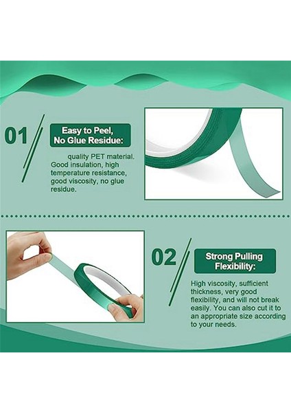 Yüksek Sıcaklık Bant Isıya Dayanıklı Bant Islık Transfer Bandı Süblimasyon Için Kalıntı Yok 10MM x 33M 108FT (Yeşil-5 Rulo) (Yurt Dışından) modelleri