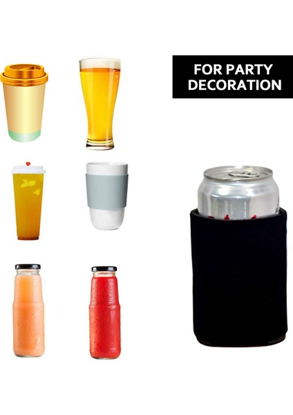 10PCS Neopren Bira Soğutabilir Bardak Şişe Kılıf Izolatör Sargısı Kapağı Yeni Siyah (Yurt Dışından) modelleri