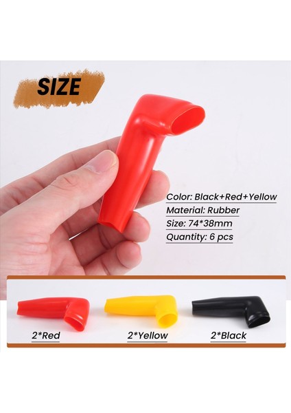 6pc Elektrik Koruma Motor Vinç Kablo Terminal Boot Kauçuk Kapağı Siyah+Kırmızı+Sarı (Yurt Dışından) fırsatları