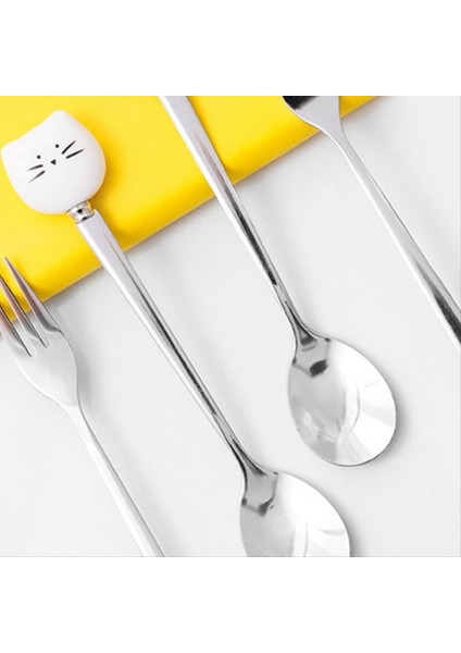 Sevimli Kediler Kahve Kaşık ve Çatal Seti Seramik Paslanmaz Çelik Kediler Tatlı Kaşık Içecek Kaşıkları Meyve Çatal (Yurt Dışından) fırsatları