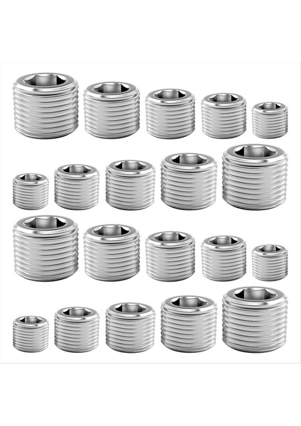 Boru Fiş Aksesuarları Combo Kit 1/8 Inç 1/4 Inç 3/8 Inç 1/2 Inç 3/4 Inç Npt Erkek Altıgen Iplik Soket Boru Fişi (Yurt Dışından)