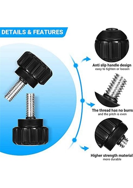 Dişli Tırtlalı Thumbsscrew 20 Adet M4 x 10 mm Montaj Cıvataları Düğmeler Üzerinde Vidalı Tutamaklar Siyah Yuvarlak Sıkıştırma Vidası Düğmeleri (Yurt Dışından) modelleri