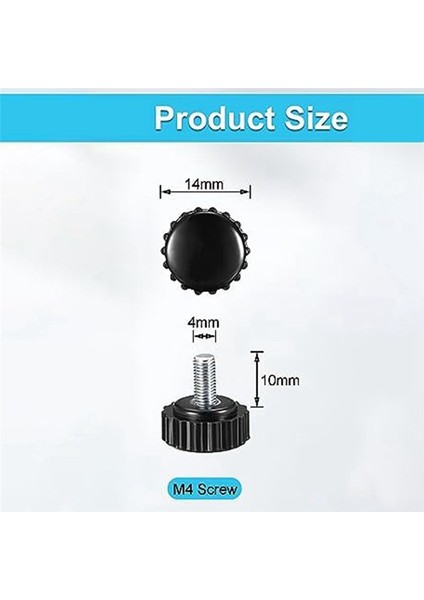 Dişli Tırtlalı Thumbsscrew 20 Adet M4 x 10 mm Montaj Cıvataları Düğmeler Üzerinde Vidalı Tutamaklar Siyah Yuvarlak Sıkıştırma Vidası Düğmeleri (Yurt Dışından) indirimleri
