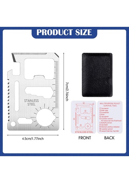 24 Set Paslanmaz Çelik 11 Arada Hayatta Kalma Cep Araçları Çok Alçalı Cüzdan Cüzdan Kart Kartı Çok Amaçlı Ölçekli Çift Cep Aracı (Yurt Dışından) fiyatları