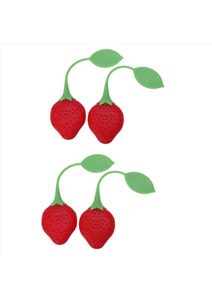 4pcs Silikon Çay Infüzör Top Pass Filtre Çay Infüzör Süzgeç Kaşık Çilek Çeşitliliği (Yurt Dışından)