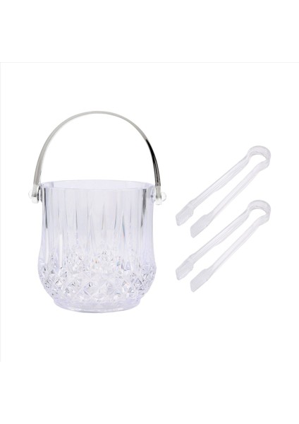 Buz Kovası Plastik Buz Kovası ile Saplı Akrilik Şeffaf Bira Şarap Buz Kovası Ev Için -Transparent (Yurt Dışından)