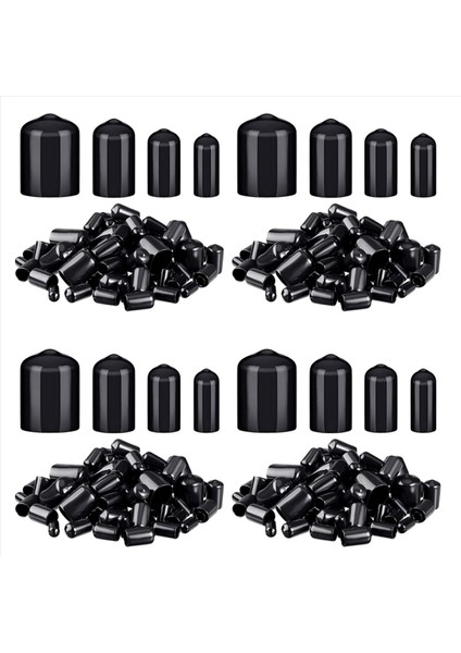 320 Parça Kauçuk Uç Kapaklar Esnek Cıvata Kapakları Vida Kapakları 4 Boyutta 1/4 Ila 3/4 Inç (Siyah) (Yurt Dışından)