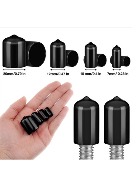 320 Parça Kauçuk Uç Kapaklar Esnek Cıvata Kapakları Vida Kapakları 4 Boyutta 1/4 Ila 3/4 Inç (Siyah) (Yurt Dışından) modelleri