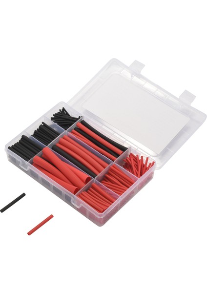 270PCS 3 1 Büzüşme Oranı Çift Duvar Yapıştırıcı Çizgili Isı Büzme Borusu 6 Boyut 2 Renk Kiti Siyah Kırmızı (Yurt Dışından)