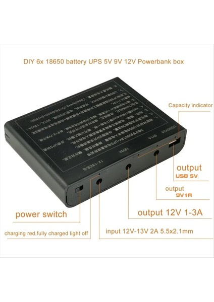 Dc 12V Çıkış Için USB 6x 18650 Piller Ups Cep Telefonu Wifi Yönlendirici LED Hafif Güvenlik Kamerası Için Dıy Kutusu (Yurt Dışından) modelleri