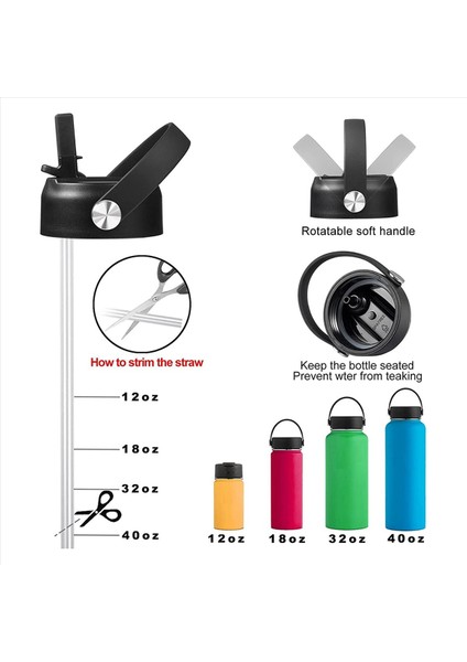 4 Hidro Şişe Için Paket Saman Kapağı Geniş Ağız 12OZ 18OZ 18OZ 32OZ 40OZ 64OZ Esnek Saplama Yedek Kapak Pipetleri (Yurt Dışından) fiyatları