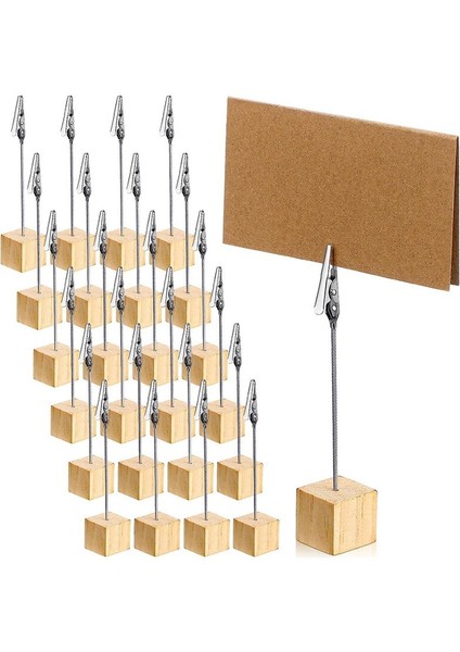 24 Pcs Rustik Ahşap Masa Numarası Tutucular Memo Klipsleri ve Kraft Kartları Ahşap Resim Standları ile Yer Numarası Tutucu Standı (Yurt Dışından) fiyatları