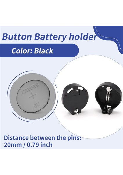 3V CR2032 CR2025 Düğme Hücre Pil Tutucu Adaptörü Siyah 20 Parça (Yurt Dışından) indirimleri