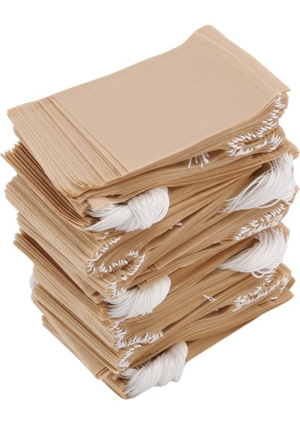 500 Paket Çay Filtre Poşetleri Gevşek Yaprak Çay Kahve (Doğal Renk) Için Drawstring ile Tek Kullanımlık Kağıt Çay Poşeti (Yurt Dışından)