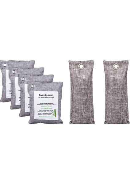 2 Paket Bambu Kömür Hava Saflaştırma Çantası 50G &amp 4 Paket Aktif Bambu Kömür Çantası Koku Çıkarma 200G (Yurt Dışından)