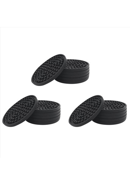 Siyah Yuvarlak Silikon Kauçuk Içecek Bardak Altlıkları (18 Set) Evler ve Çubuklar Için Olmayan Kaymaz (Yurt Dışından)