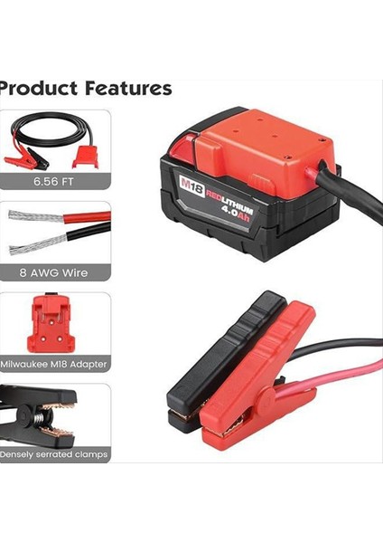 Milwaukee M18 Için Güç Tekerleği Pil Adaptörü 6ft Jumper Kablo Kelepçeleri Taşınabilir Pil Jumper Marş Maddesi (Yurt Dışından) indirimleri