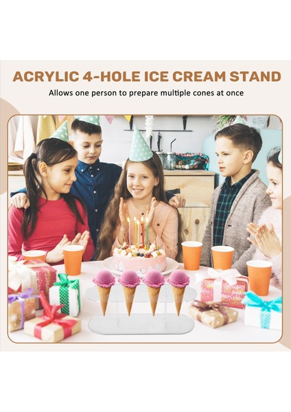 1pcs Akrilik 4 Delikli Çift Katmanlı Dondurma Koni Standı (Yurt Dışından) fırsatları