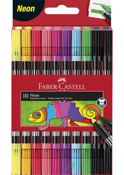 Çift Uçlu Neon Keçeli, 10 Renk, ve Kalın Uçlu, Dayanıklı Parlak Renkler, Su Bazlı Mürekkep