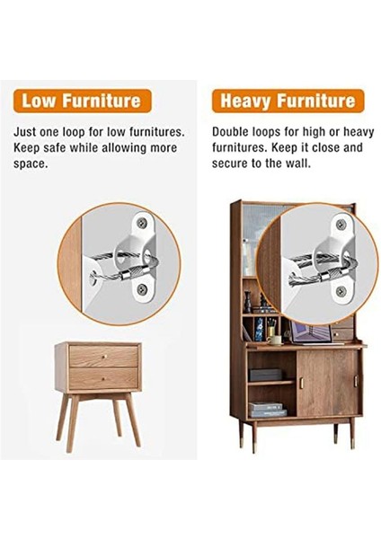 Mobilya Çapası (Pac OF10) Anti-Tip Mobilya Ankrajı Mobilya Dresser Duvar Güvenliği Ankrajı Mobilya Harfan Duvar B (Yurt Dışından) fiyatları