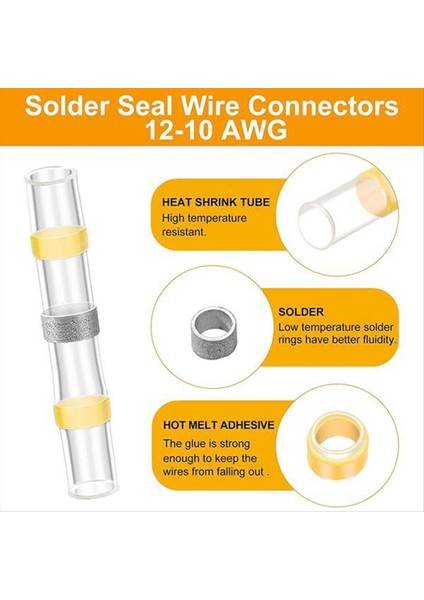 150PCS 12-10 Awg Sarı Lehim Sızdırmazlık Kablosu Konektörleri Lehim Isı Büzülmesi Su Geçirmez Tel Konektörler Elektrik Terminalleri (Yurt Dışından) indirimleri