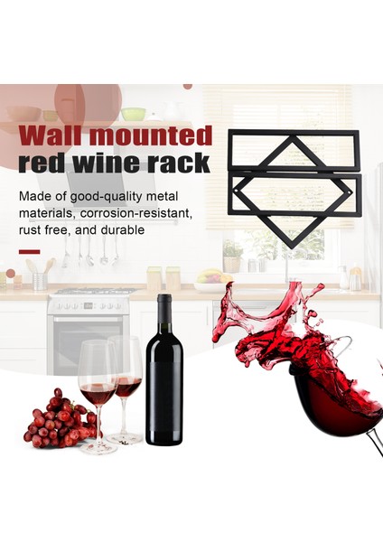 Duvara Monte Edilmiş Şarap Rafı Şişe Cam Tutucu Depolama Organizatör Şarap Şişesi Raf Siyah (Yurt Dışından) fırsatları