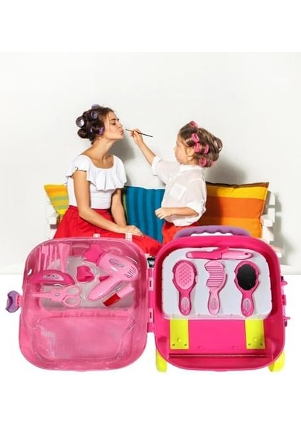 Çek-Çek Valizli Büyük Boy 15 Parça Güzellik Seti 2in1 - Kuaförcülük Oyun Seti modelleri
