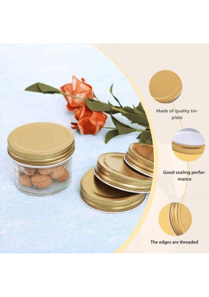 24 Paket Kavanoz Kapakları Normal Ağız Sızıntı Geçirmez Güvenli Depolama Katı Kapaklar (Altın) (Yurt Dışından) fırsatları