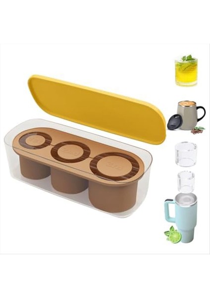 20-40 Oz Tumbler Için Kapaklı Silikon Buz Karesi Tepsisi Kupa Için 3 Içi Boş Silindir Buz Karesi Kalıp Kahverengi (Yurt Dışından) fiyatları