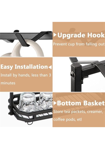 Kahve Kupa Tutucu Mutfak Depolama Kanca Dolap Dekor Işaret Fincan Rafı Yararlı Şarap Bardağı Askı Içermeyen Fincan Raf (Yurt Dışından) fırsatları