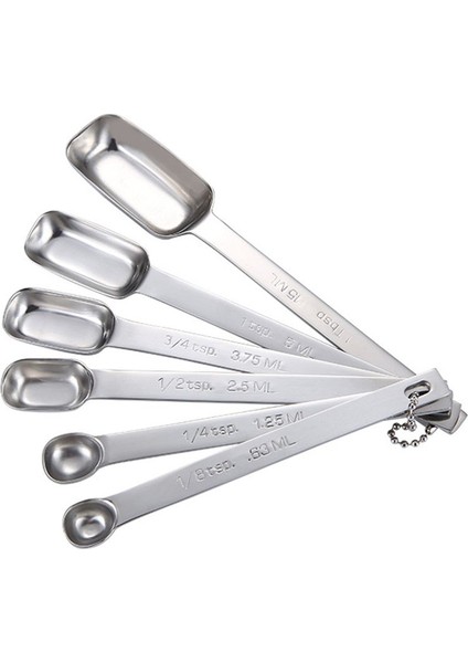 6 Adet Kaşık Seti Paslanmaz Çelik Ölçüm Kaşıkları Uzun Saplı Ölçüm Kaşıkları Metal Yemek Kaşığı Ölçüm (Yurt Dışından) fiyatları