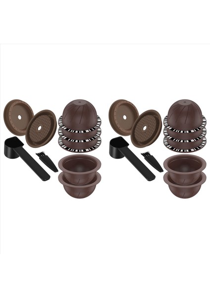 Nespresso Makinesi Için 10 Adet Yeniden Kullanılabilir Vertuo Kapsül 4 Silikon Kapaklı Kahve Kapsülü 2 Kaşık ve Fırça (150ML) (Yurt Dışından)