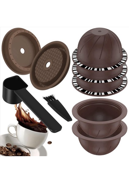 Nespresso Makinesi Için 10 Adet Yeniden Kullanılabilir Vertuo Kapsül 4 Silikon Kapaklı Kahve Kapsülü 2 Kaşık ve Fırça (150ML) (Yurt Dışından) modelleri