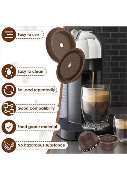 Nespresso Makinesi Için 10 Adet Yeniden Kullanılabilir Vertuo Kapsül 4 Silikon Kapaklı Kahve Kapsülü 2 Kaşık ve Fırça (150ML) (Yurt Dışından) indirimleri