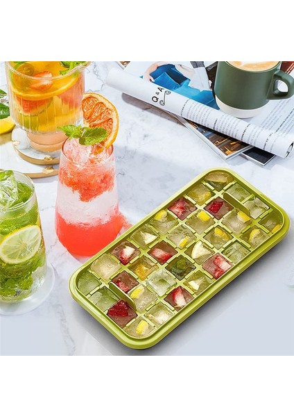 Kapaklı Buz Karesi Tepsisi Dondurucu Için 2 Paket Buz Karesi Tepsisi 64 Adet Buz Karesi Kalıp (Yeşil) (Yurt Dışından) indirimleri
