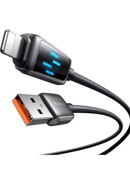 CA-5250 30W Şarj Hız Göstergeli Şarj ve Data Kablosu 1.2m Siyah