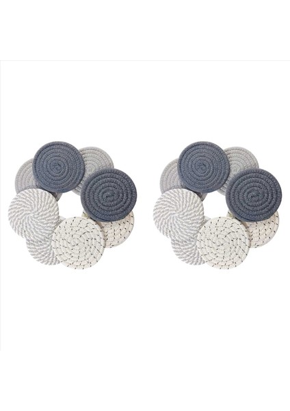 16 Adet Tutucu ile Bardak Içiyor Içecekler Için 4 Renk Emici Bardak Altlığı Minimalist Pamuklu Dokuma Coaster Ev Için Set (Yurt Dışından)