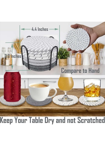 16 Adet Tutucu ile Bardak Içiyor Içecekler Için 4 Renk Emici Bardak Altlığı Minimalist Pamuklu Dokuma Coaster Ev Için Set (Yurt Dışından) fiyatları