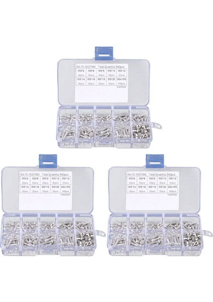 1020PCS M3 Hex Soket Vidalı Somun Paslanmaz Çelik M3 Vidalar Somun Çeşitleri Kiti Bağlantı Elemanı (Yurt Dışından)