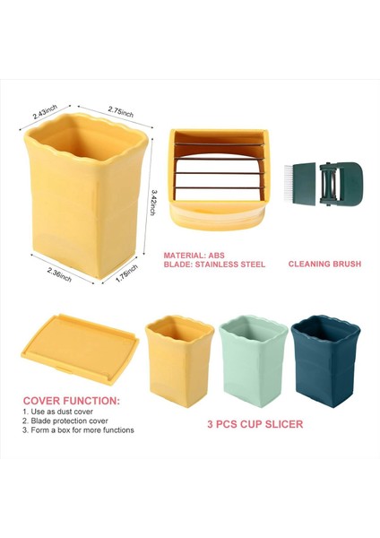 3 Pcs Cup Dlicer 1 Pcs Alan Temizleme Fırçaları Çilek Dilimleyici Muz Dilimleyici Meyve Dilimi (Yurt Dışından) fiyatları