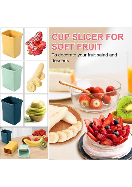 3 Pcs Cup Dlicer 1 Pcs Alan Temizleme Fırçaları Çilek Dilimleyici Muz Dilimleyici Meyve Dilimi (Yurt Dışından) modelleri