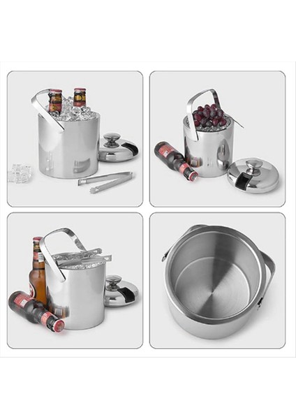 Kapaklı Buz Kovası ve Maşa Yalıtılmış Buz Kovası Paslanmaz Çelik Çift Duvar Şarap Şişesi Balı B (Yurt Dışından) modelleri