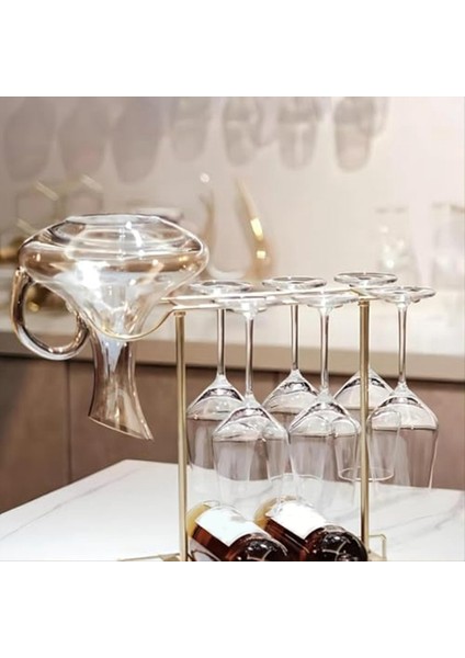 Şarap Glass Tutucu Tezgah Metal Şarap Camı Tutucu 6 Şarap Kadehi 2 Şişe Şarap 1 Şarap Süresi Saklayabilir (Yurt Dışından) fiyatları