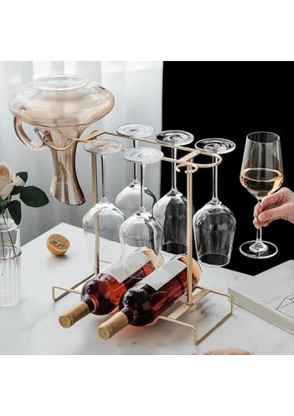 Şarap Glass Tutucu Tezgah Metal Şarap Camı Tutucu 6 Şarap Kadehi 2 Şişe Şarap 1 Şarap Süresi Saklayabilir (Yurt Dışından) modelleri