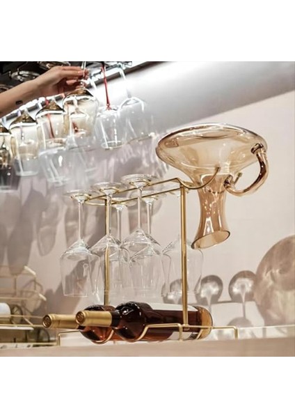 Şarap Glass Tutucu Tezgah Metal Şarap Camı Tutucu 6 Şarap Kadehi 2 Şişe Şarap 1 Şarap Süresi Saklayabilir (Yurt Dışından) fırsatları