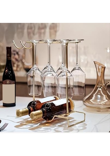 Şarap Glass Tutucu Tezgah Metal Şarap Camı Tutucu 6 Şarap Kadehi 2 Şişe Şarap 1 Şarap Süresi Saklayabilir (Yurt Dışından) indirimleri