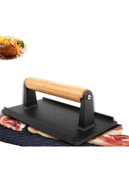 Mutfak Ağır Döküm Düz Demir Biftek Ağırlığı/pastırma Ahşap Saplı Pres Grill Press (Yurt Dışından) fiyatları