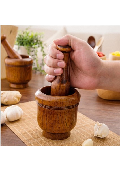 Ahşap Harç ve Havaneli Set Harç ve Havaneli Ahşap Ahşap Harç Havaneli Öğütme Kase Set Sarımsak Ezme Pot Mutfak Aleti (Yurt Dışından) indirimleri