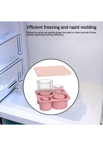 20/30/40 Oz Fincan Için 4 Içi Boş Silindir Buz Kalıbı Yapmak Için Kapaklı Silikon Buz Kalıbı Pembe (Yurt Dışından) fırsatları